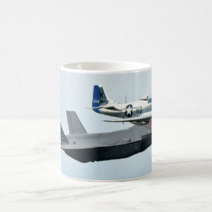 F-35 Fighter Jet with P-51 Mustang Coffee Mug