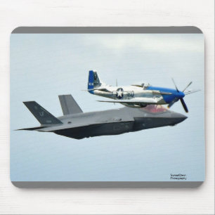 F-35 Fighter Jet with the P-51 Mustang Mouse Pad