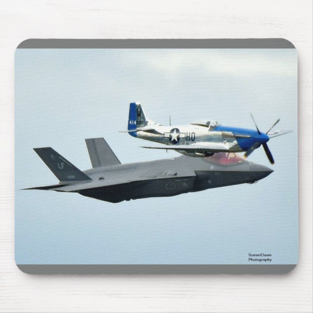 F-35 Fighter Jet with the P-51 Mustang Mouse Pad (Front)