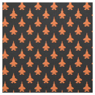 F-35 Lightning 2 Fighter Jets Pattern Orange Fabric