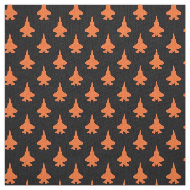 F-35 Lightning 2 Fighter Jets Pattern Orange Fabric (Swatch)