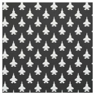 F-35 Lightning 2 Fighter Jets Pattern White Black Fabric