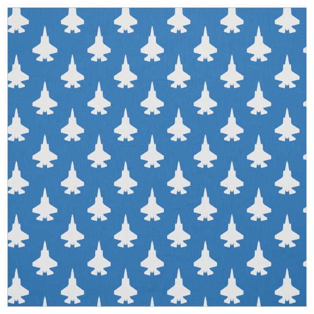 F-35 Lightning 2 Fighter Jets Pattern White Blue Fabric (Swatch)