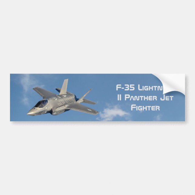 F-35 Lightning II Panther Jet Fighter in Sky Bumper Sticker (Front)