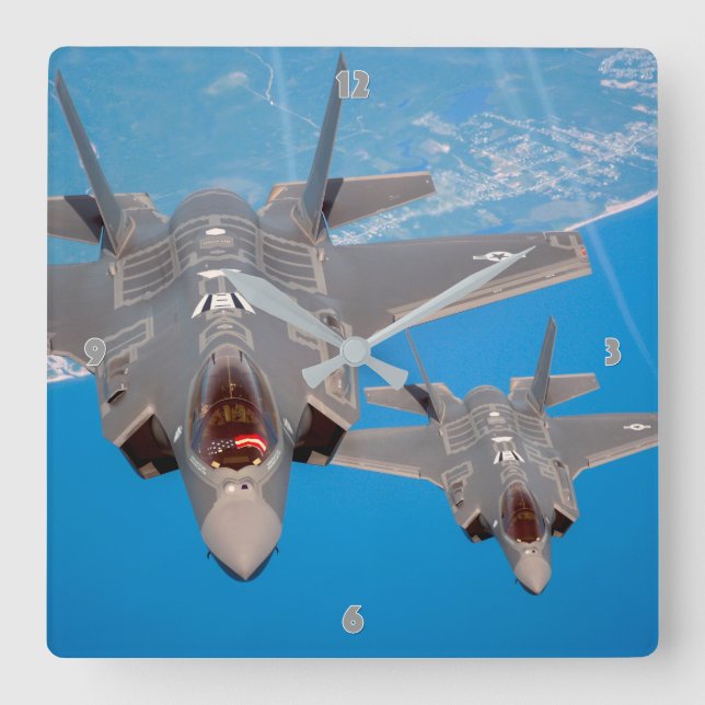 F-35A LIGHTNING II SQUARE WALL CLOCK (Front)