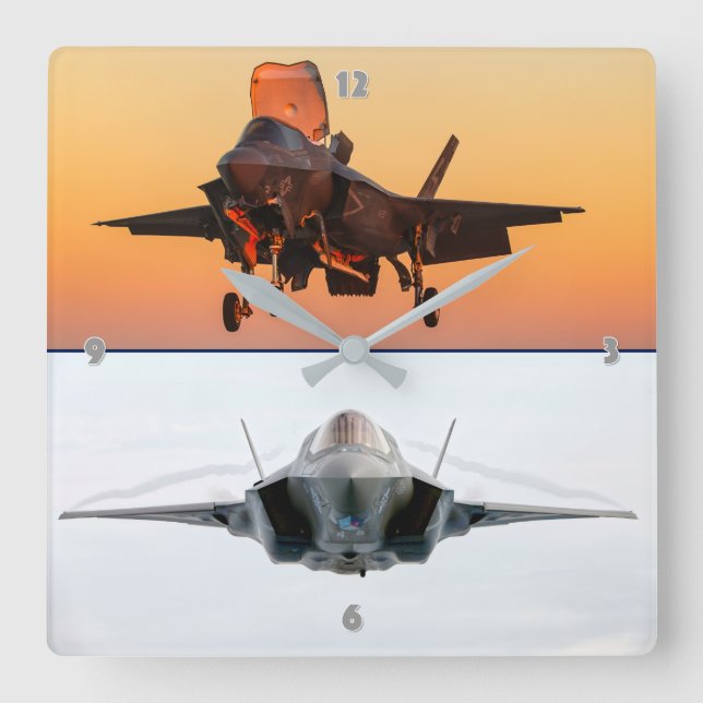 F-35B LIGHTNING II SQUARE WALL CLOCK (Front)