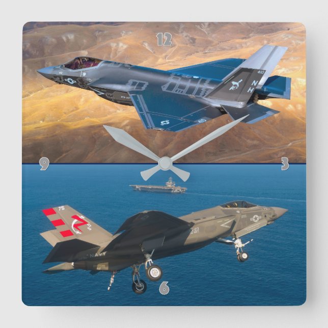 F-35C LIGHTNING II SQUARE WALL CLOCK (Front)