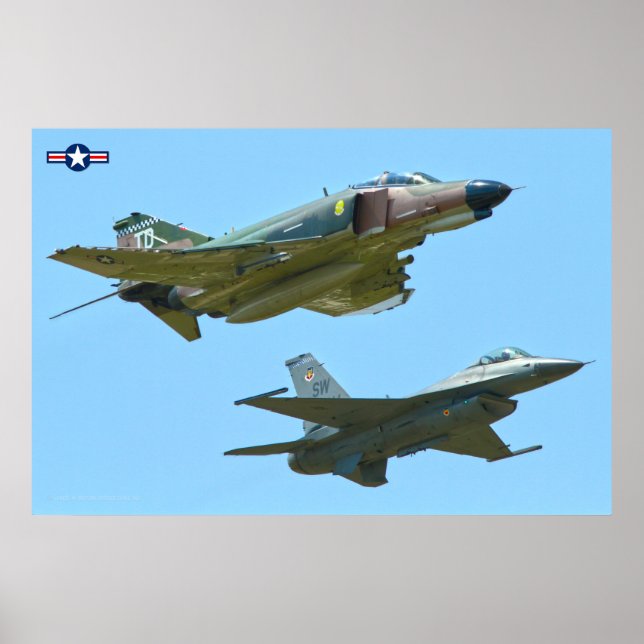 F-4 PHANTOM and F-16 FIGHTING FALCON Poster (Front)