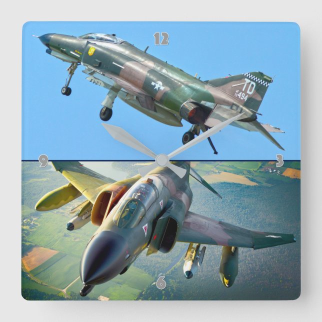 F-4 PHANTOM SQUARE WALL CLOCK (Front)