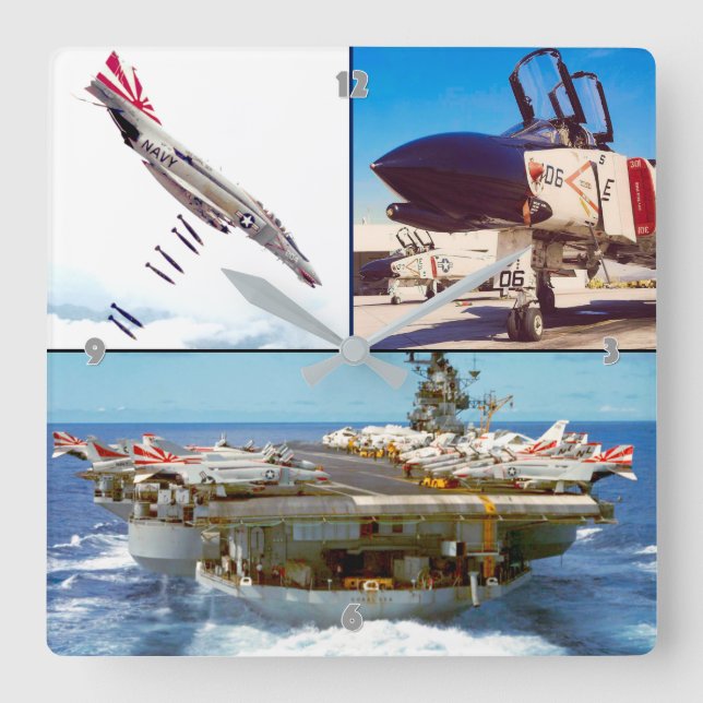 F-4 PHANTOM SQUARE WALL CLOCK (Front)