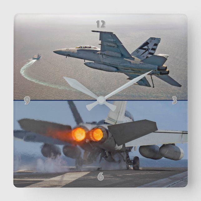 F/A-18 SUPER HORNET SQUARE WALL CLOCK (Front)
