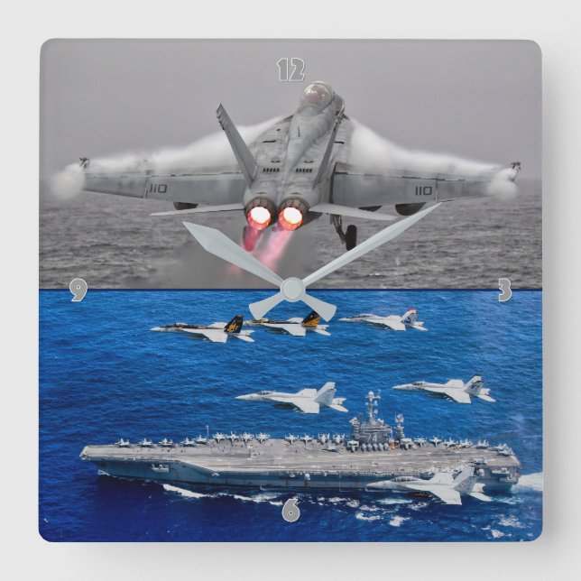 F/A-18 SUPER HORNET SQUARE WALL CLOCK (Front)