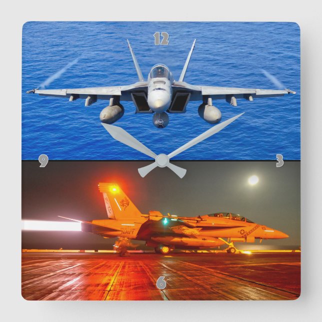 F/A-18 SUPER HORNET SQUARE WALL CLOCK (Front)