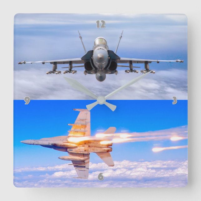 F/A-18C HORNET AFTERBURNER SQUARE WALL CLOCK (Front)