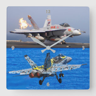 F/A-18C HORNET AFTERBURNER SQUARE WALL CLOCK