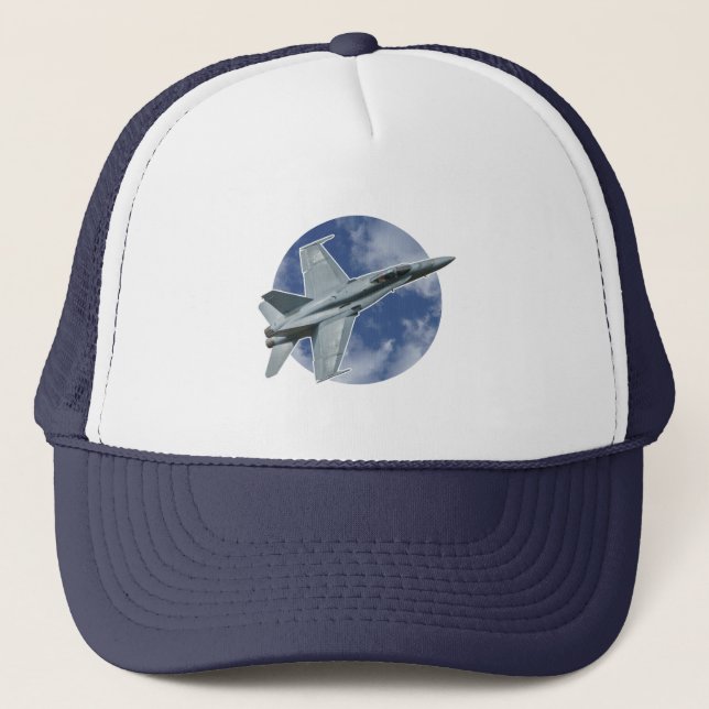 F/A-18C Hornet on a Circular Cloud Trucker Hat (Front)
