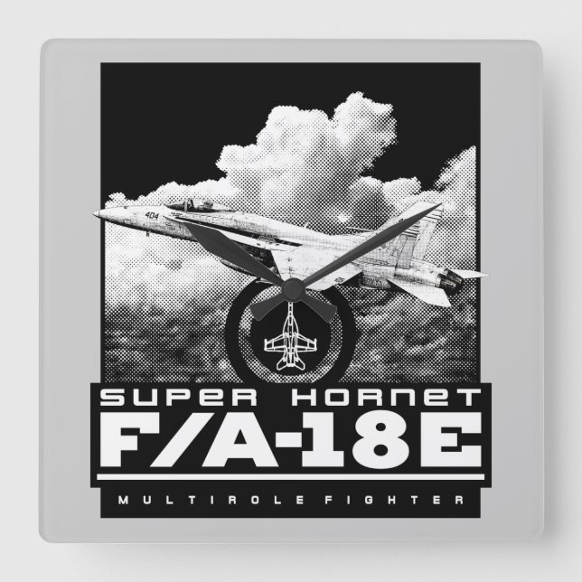 F/A-18E Super Hornet Square Wall Clock (Front)