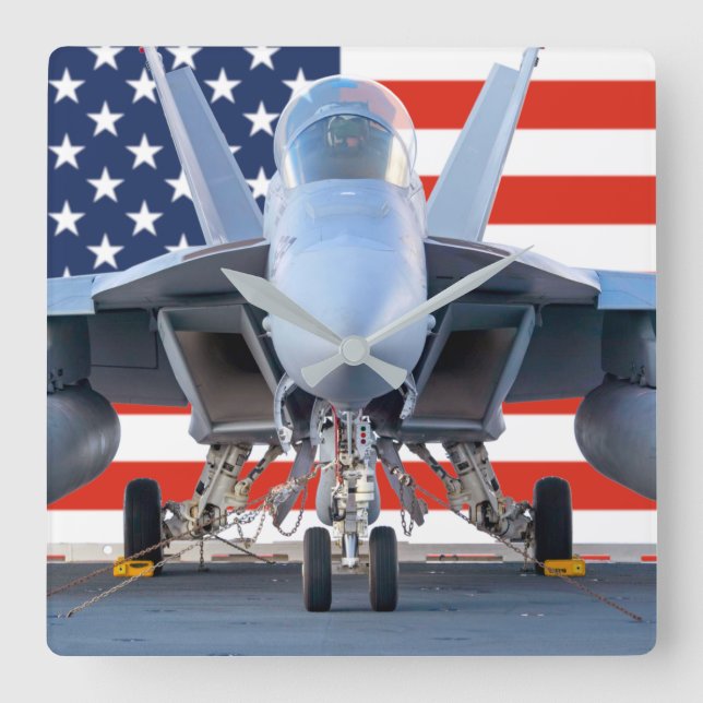 F/A-18F SUPER HORNET SQUARE WALL CLOCK (Front)