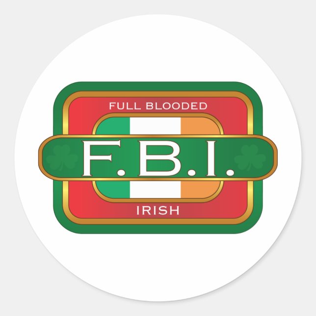 F B I Irish Classic Round Sticker (Front)
