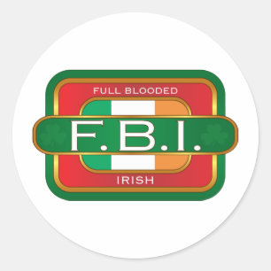 F B I Irish Classic Round Sticker