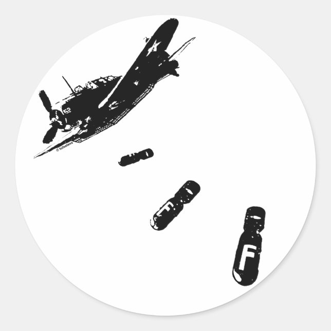 F-Bomb Diver (Black) Classic Round Sticker (Front)