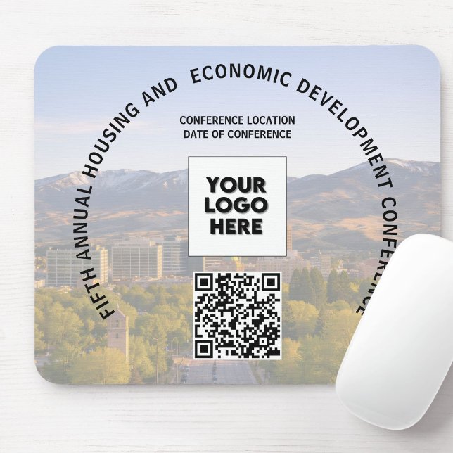 F+Business Conference Replace Photo Logo QR Code  Mouse Pad (Creator Uploaded)