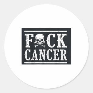 F Cancer Skull And Crossbones Skeleton Breast Canc Classic Round Sticker