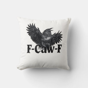 F-Caw-F Angry Raven Art Print Gothic Crow Illustra Cushion