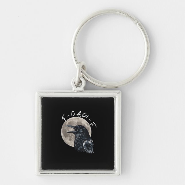 F-Caw-F Bird Crow Minimal Clean Key Ring (Front)