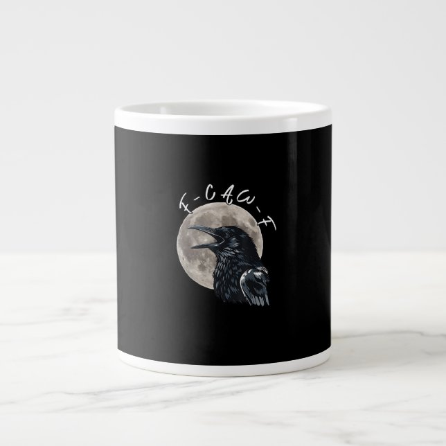 F-Caw-F Bird Crow Minimal Clean Large Coffee Mug (Front)