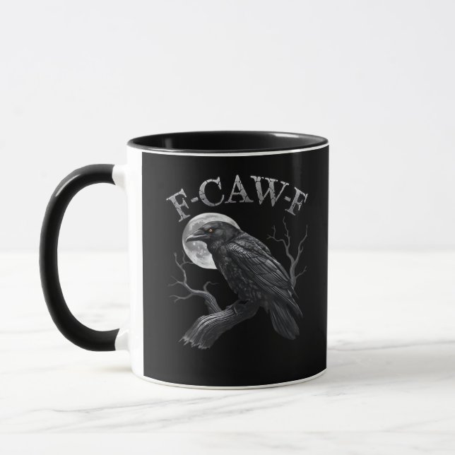 F-Caw-F Bird Moon Gothic Classic Cool Design Mug (Left)