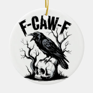 F-Caw-F Black Crow Black Bird Funny Ceramic Ornament