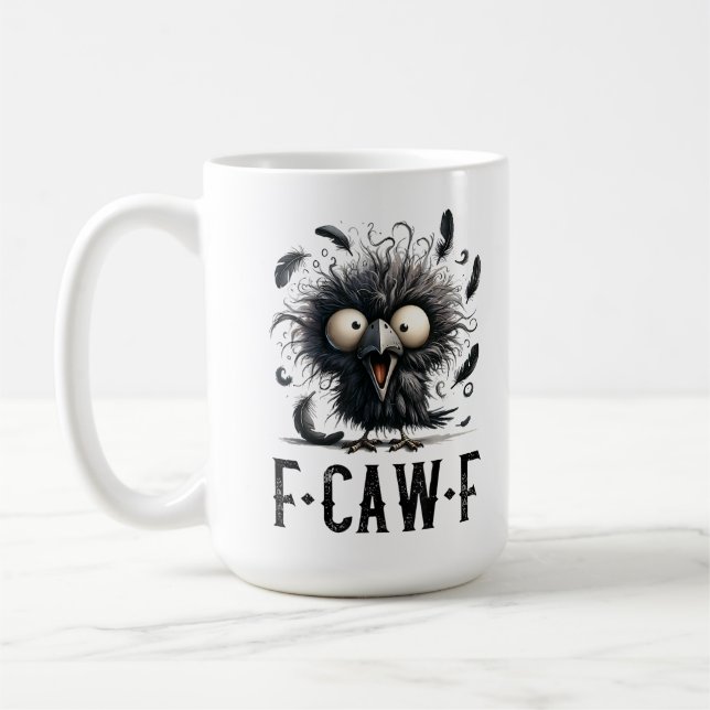 F-Caw-F Black Crow Black Bird Funny Crow F-Caw-F Coffee Mug (Left)
