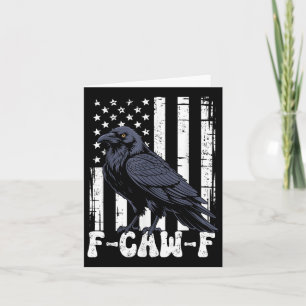 F Caw F Black Crow Black Bird Retro Usa Flag Vinta Card