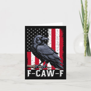 F-caw-f Black Crow Black Bird Retro Usa Flag Vinta Card