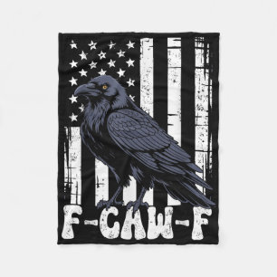 F Caw F Black Crow Black Bird Retro Usa Flag Vinta Fleece Blanket