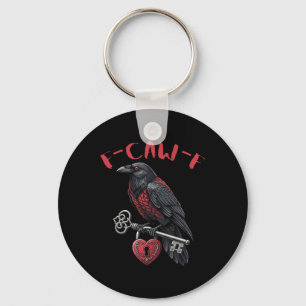 F-caw-f Black Crow Holding Heart Lock And Key Vale Ring