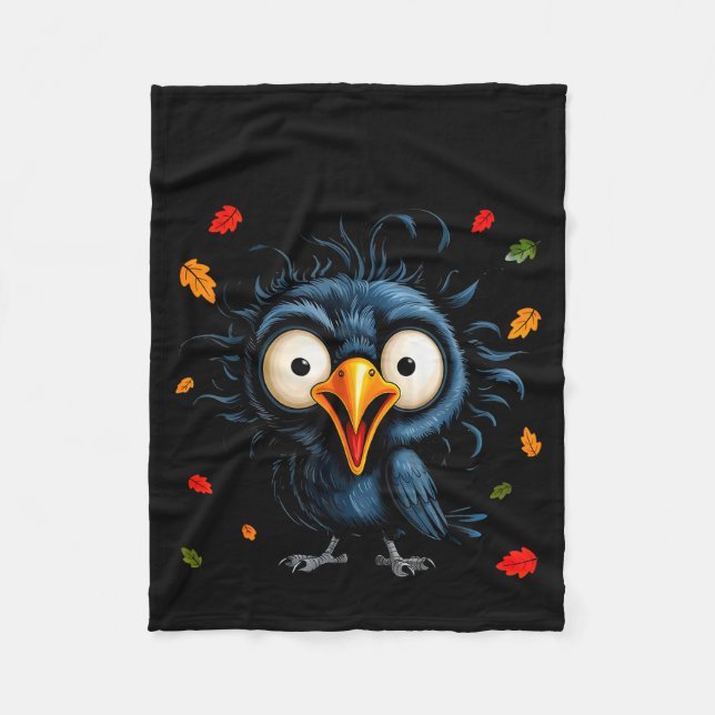 F-caw-f Black Crow Pun Funny Bird Cawing Nge Hallo Fleece Blanket (Front)