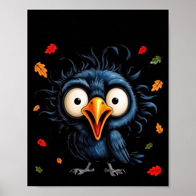 F-caw-f Black Crow Pun Funny Bird Cawing Nge Hallo Poster (Front)