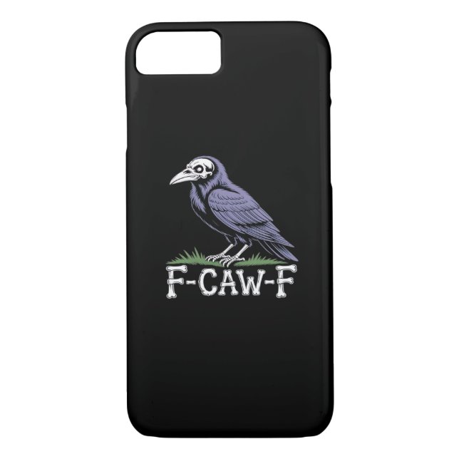 F-Caw-F Bone Text Skull Raven - Gothic Macabre Hum Case-Mate iPhone Case (Back)