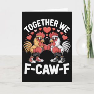 F-caw-f Boxing Roosters Hearts Edgy Valentine Stre Card