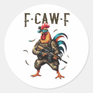 F-caw-f Camo Chicken Tactical Rooster Military Fun Classic Round Sticker