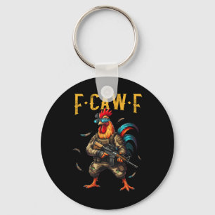F-caw-f Camo Chicken Tactical Rooster Military Fun Key Ring