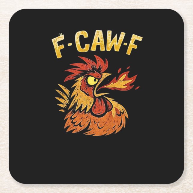 F-Caw-F-Chicken Classic Minimal Clean Square Paper Coaster (Front)