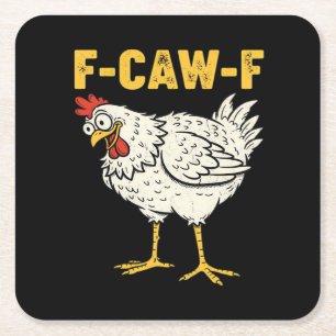 F-Caw-F Chicken Classic Retro Cool Square Paper Coaster