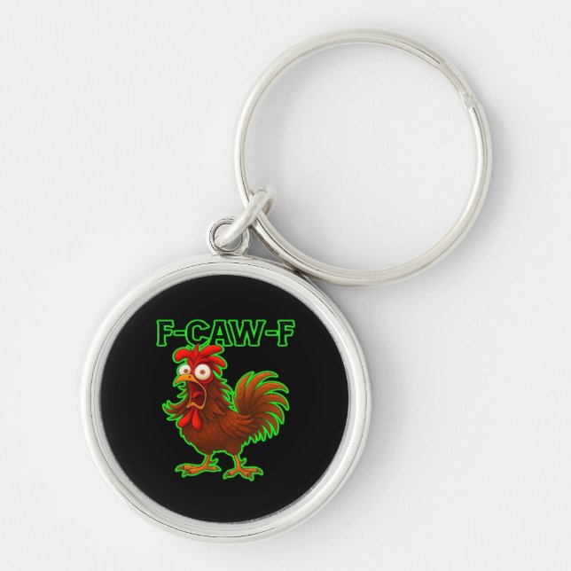 F-Caw-F Chicken Classic Retro Graphic Key Ring (Front)