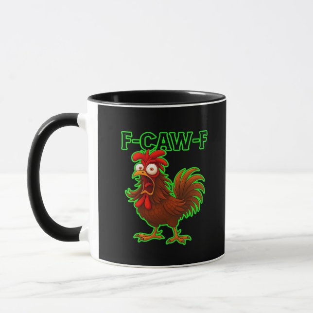 F-Caw-F Chicken Classic Retro Graphic Mug (Left)