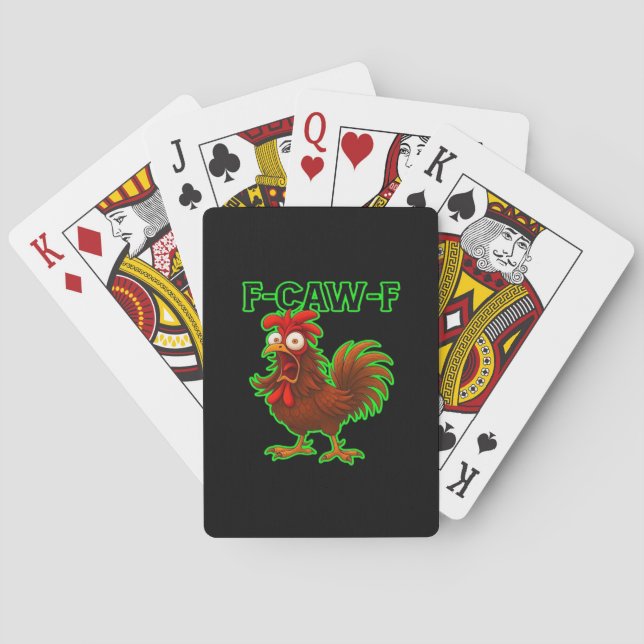 F-Caw-F Chicken Classic Retro Graphic Playing Cards (Back)