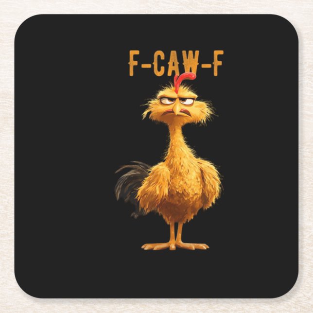 F-Caw-F Chicken Classic Retro Style Square Paper Coaster (Front)