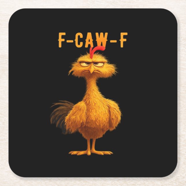 F-Caw-F-Chicken Essential Minimal Clean Square Paper Coaster (Front)